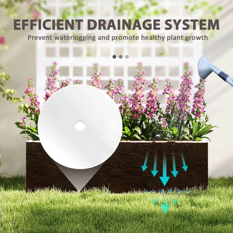 Outsunny Galvanized Raised Garden Bed Planter Box with Trellis for Climbing Plants, Vegetable, Vines, 43" x 16" x 70", White