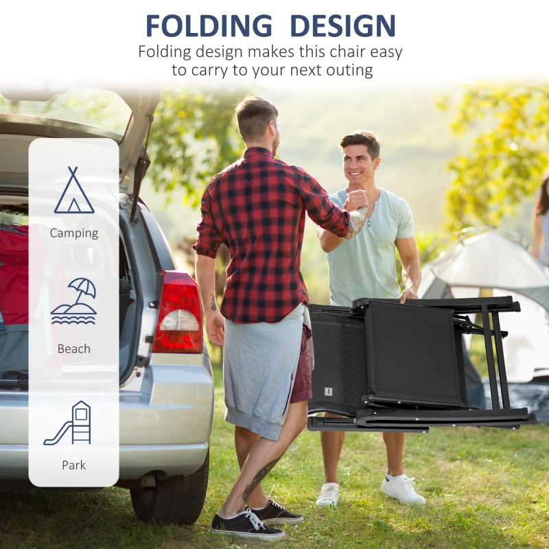 Outsunny Outdoor Recliner Lounge Chair with Adjustable Backrest, Cushion, Black