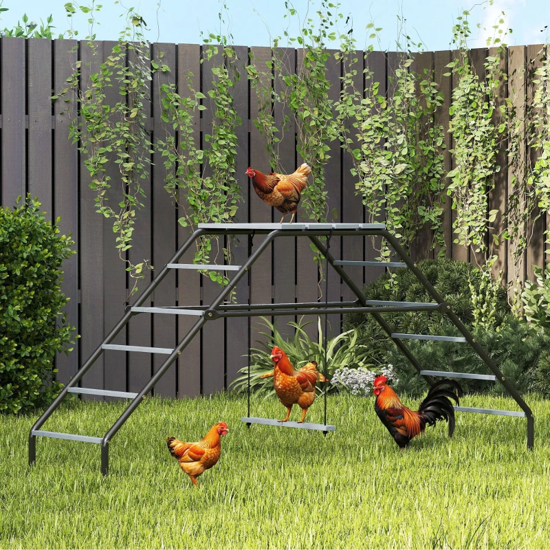 PawHut Chicken Coop Perches with Adjustable Swing, 10 Roosting Bars, for Backyard, Farm