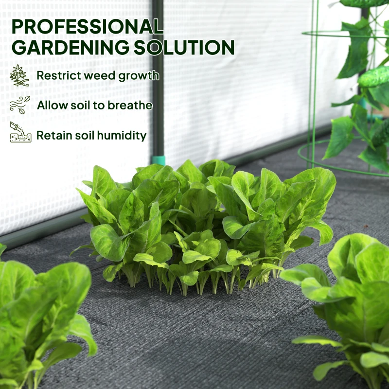 Outsunny Walk-in Lean-to Greenhouse, Outdoor Gardening Green House with Zipper Roll-up Doors and Window, 7' x 3' x 5', White