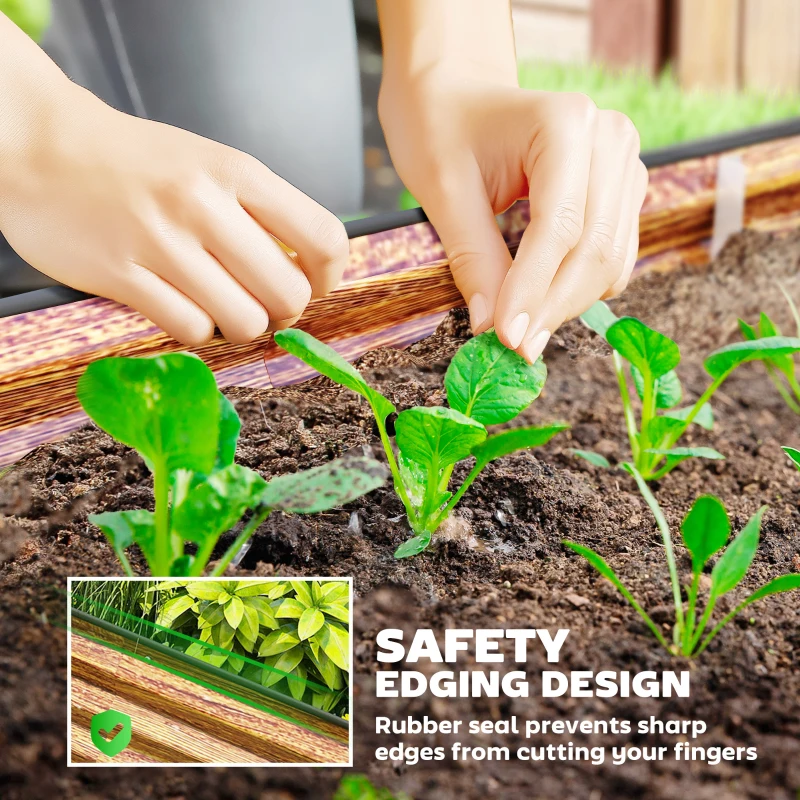 Outsunny 7' x 3' x 1' Large Outdoor Planter Box, Galvanized Raised Garden Bed with Metal Plant Stake, Brown