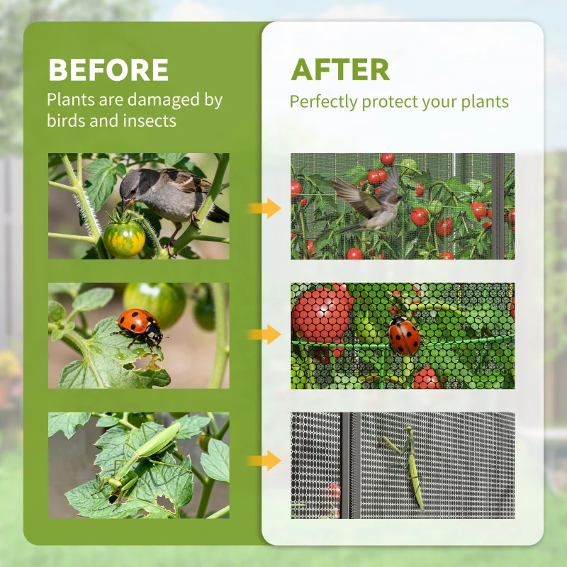 Outsunny Galvanized Steel Crop Cage, Plant Protection Tent with Zippered Door, 8' x 4', Black