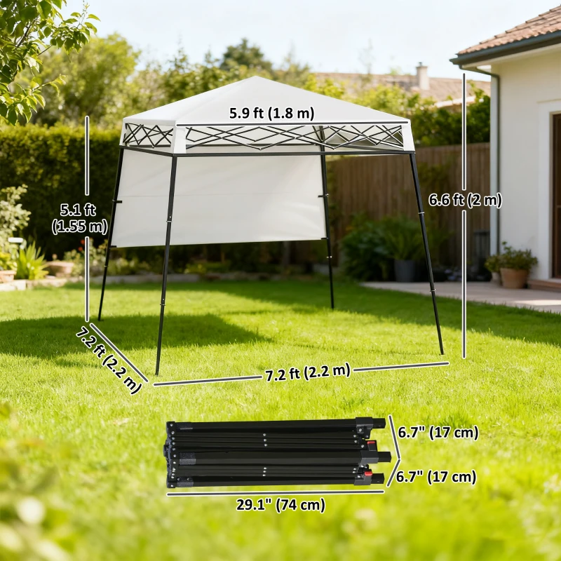 Outsunny 7' x 7' Pop Up Canopy Gazebo Tent with Backpack & Adjustable Legs, White