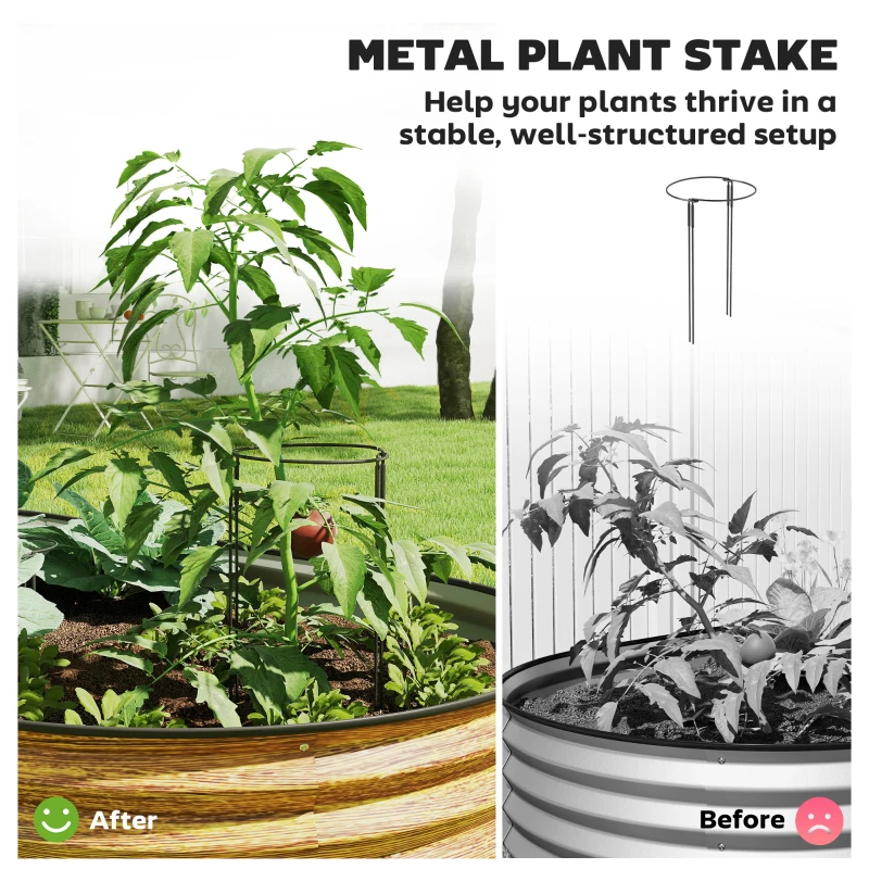 Outsunny 6' x 3' x 1' Large Outdoor Planter Box, Galvanized Raised Garden Bed with Metal Plant Stake, Brown