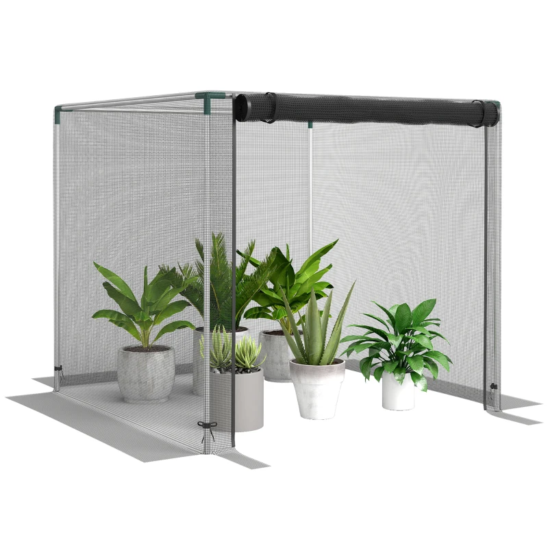 Outsunny Galvanized Steel Crop Cage, Plant Protection Tent with Zippered Door, 4' x 4', Black