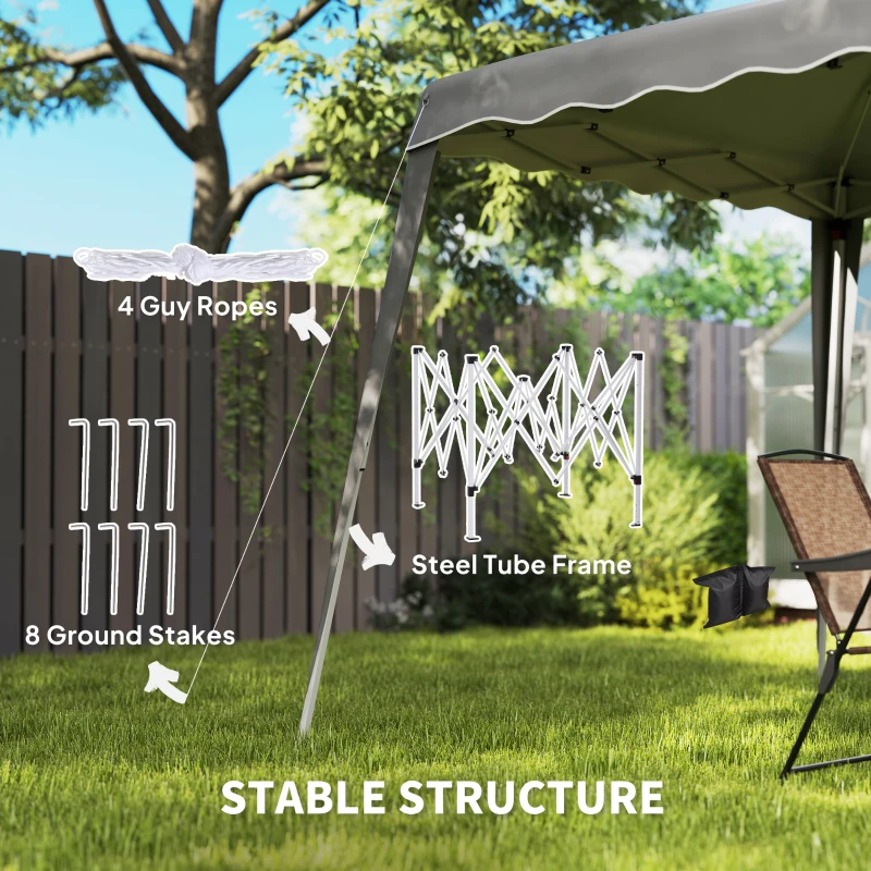 Outsunny 8' x 8' Pop Up Canopy, Outdoor Foldable Tent, Portable Canopy Tent with Carrying Bag for Camping, Party, Picnic, Grey