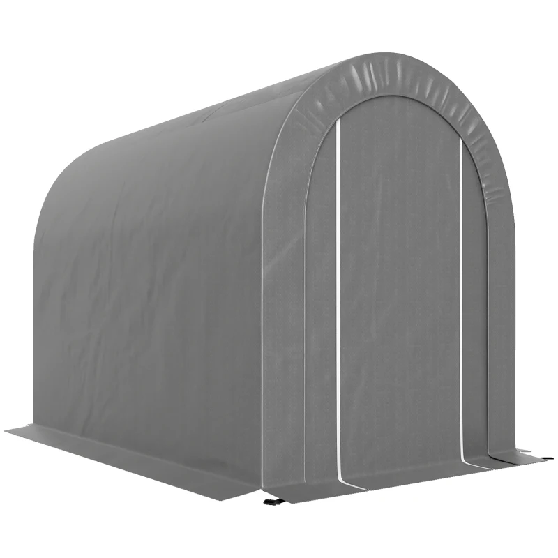 Outsunny 5' x 8' Outdoor Storage Shed, Heavy Duty Galvanized Steel Portable Shed for Bike, Motorcycle, Garden Tools, Light Grey