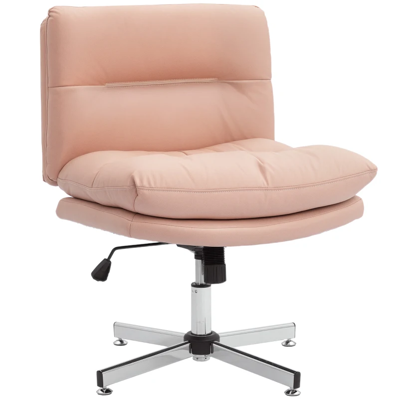 HOMCOM Armless Office Chair, Criss Cross Chair with Adjustable Height & Tilt Function for Home Office, Study, Pink