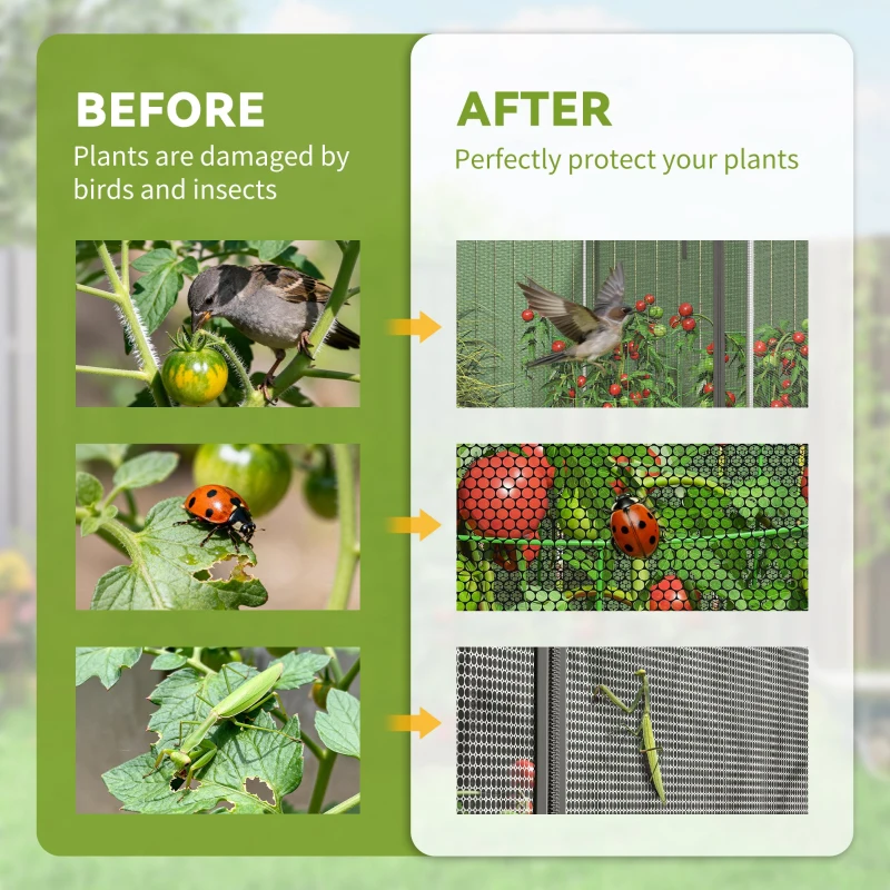 Outsunny Galvanized Steel Crop Cage, Plant Protection Tent with Zippered Door, 4' x 4', Black