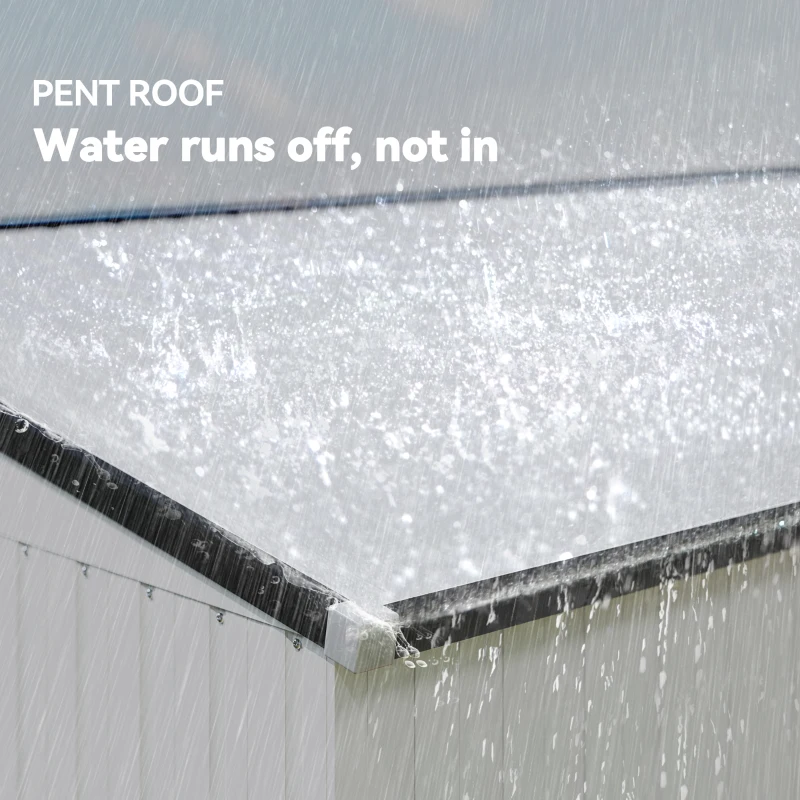 Outsunny 4' x 8' Outdoor Storage Shed Lean to Shed Outdoor Metal Tool Shed with Lockable Door and Air Vents, White