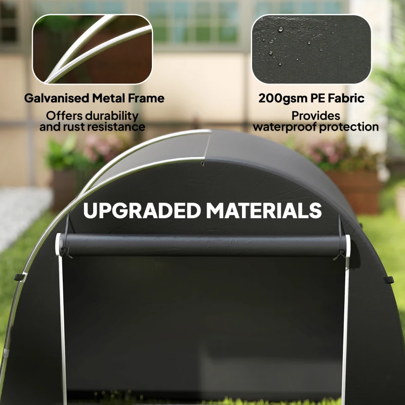 Outsunny 8' x 4' Portable Shed, Waterproof Bike Tent with Roll-up Zipper Door and Galvanised Metal Frame for Bike, Garden Tools