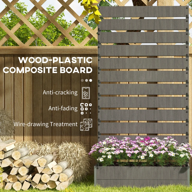 Outsunny Trellis Planter for Climbing Plants, Raised Garden Bed with Trellis, Planter Box for Outdoor Garden, Dark Grey