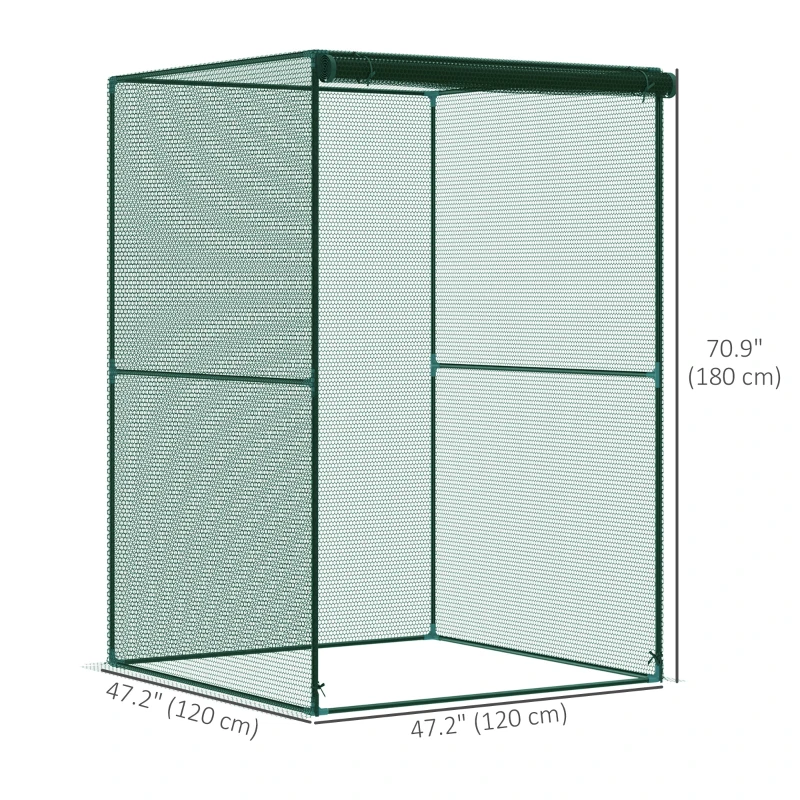 Outsunny 4' x 4' Walk-in Greenhouse, Garden Planting Warm House With Roll-Up Zipper Door for Seedlings Herbs Flowers, Dark Green