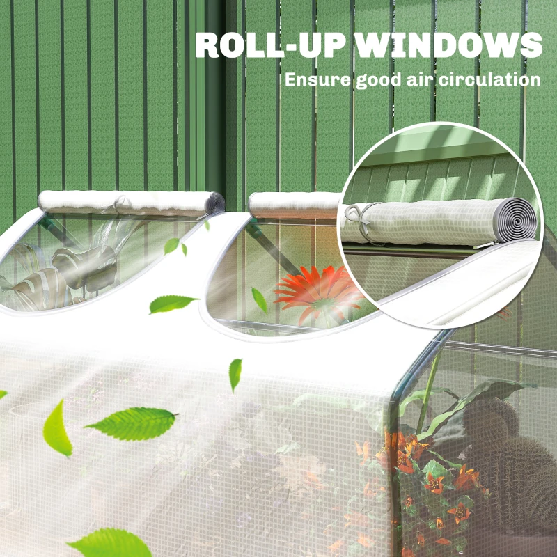 Outsunny Portable Mini Tunnel Greenhouse Garden Warm House with 2 Windows Steel Frame PE Cover, 47" x 24" x 24", White