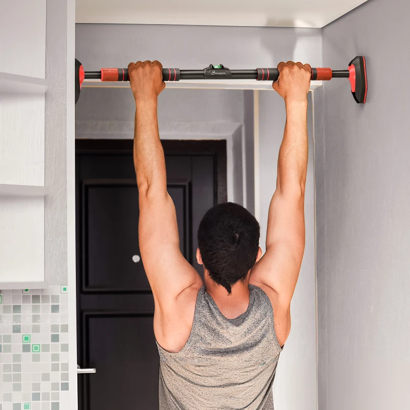 Soozier Pull Up Bar Doorway No Screws, Chin Up Bar with Level Metre, 37.8"-51.2" (96-130cm) Width Adjustable, Max Load 440lbs
