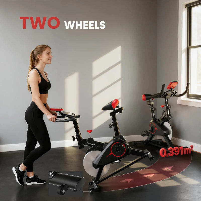 Soozier Upright Exercise Bike, Magnetic Resistance Stationary Bike with LCD Display, Indoor Cycling Bike for Home w/ Adjustable Resistance, Comfortable Seat Cushion