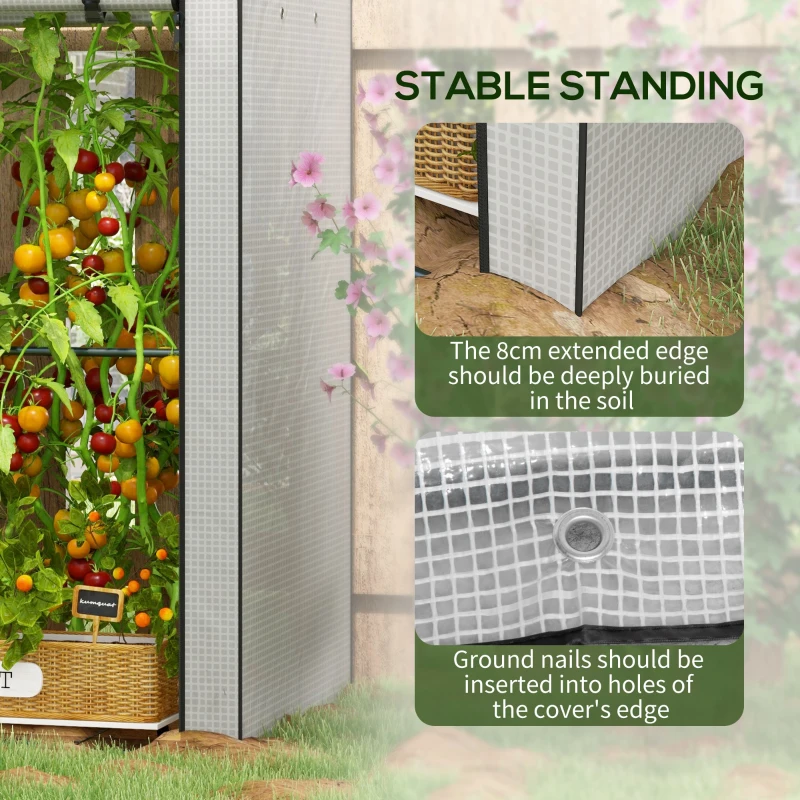 Outsunny Mini Greenhouse with 4 Wire Shelves, Portable Tomato Greenhouse with Roll Up Door, 39.4" x 31.5" x 59.1", White