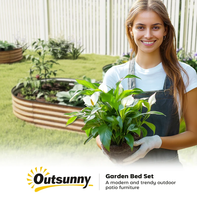 Outsunny 6' x 3' x 1' Large Outdoor Planter Box, Galvanized Raised Garden Bed with Metal Plant Stake, Brown