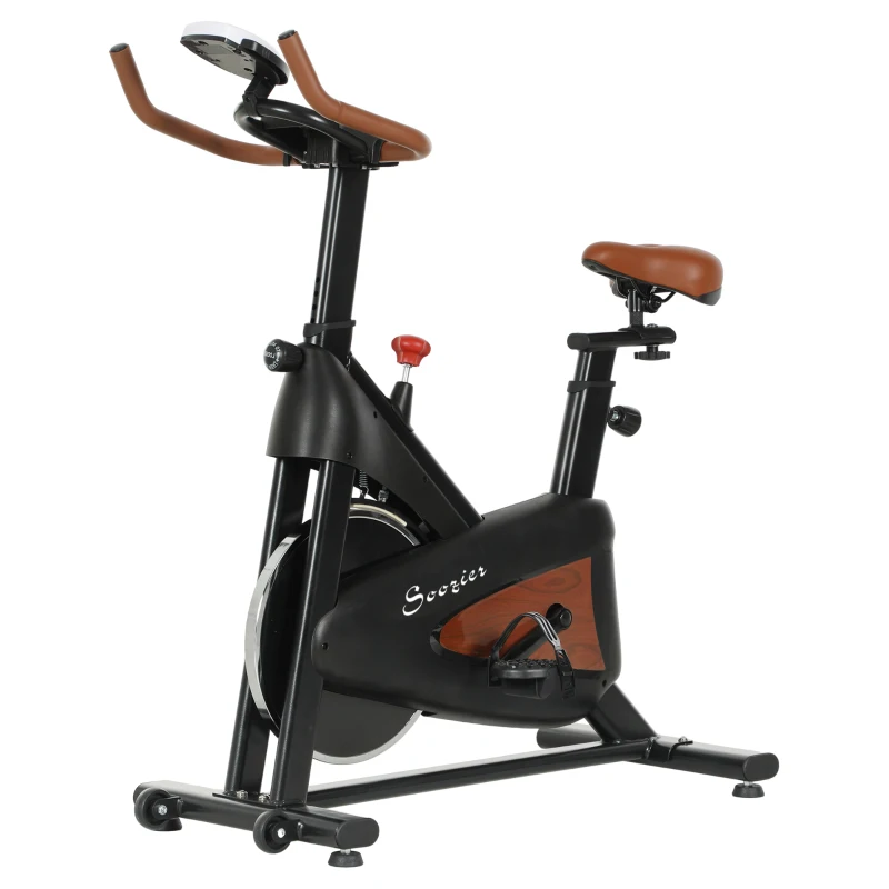 Soozier Quiet Stationary Exercise Bike with Adjustable Resistance, Seat, Black