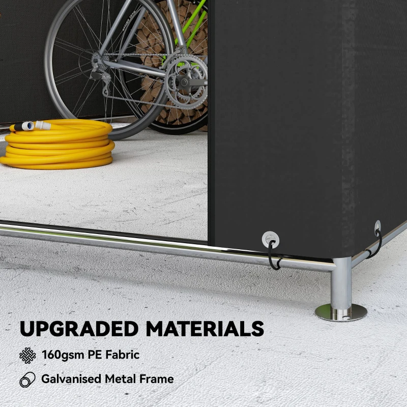 Outsunny 6.6' x 7.8' Portable Shed, Waterproof Bike Tent with Roll-up Zipper Door and Reinforced Galvanised Steel Frame, Black