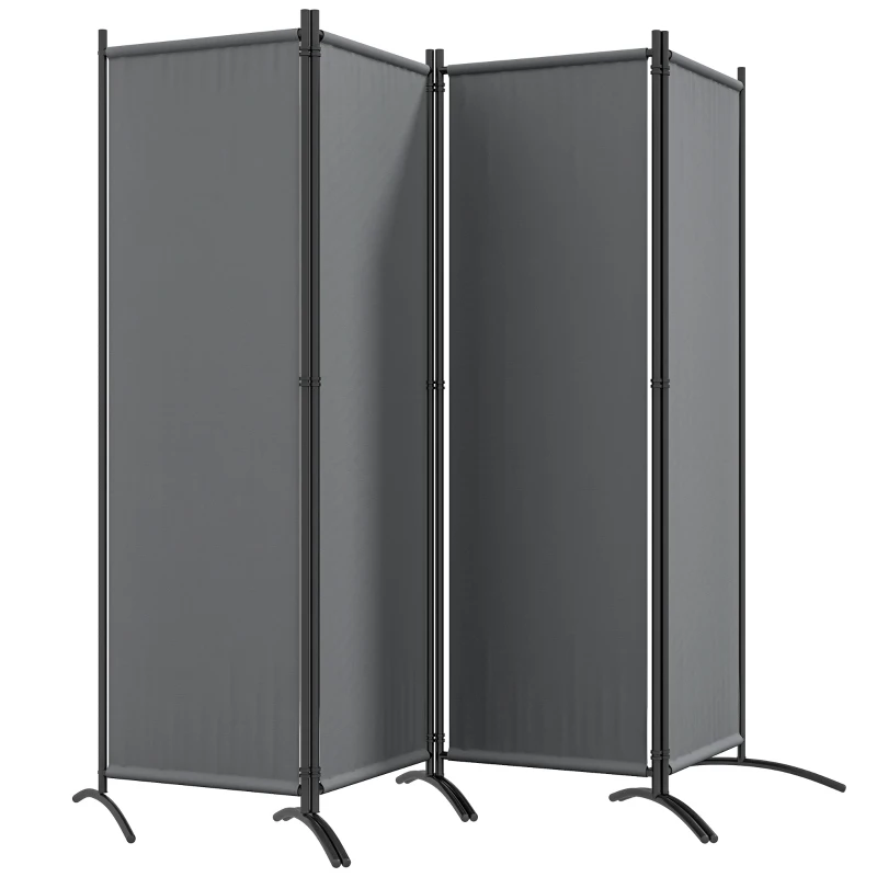 Outsunny Folding Room Divider, Privacy Screen for Home Office Bedroom, 5.6FT Tall, Dark Grey