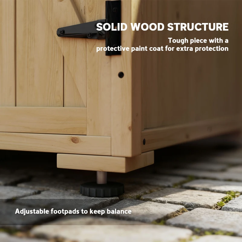 Outsunny Wooden Outdoor Storage Cabinet, Garden Shed Potting Shed with Shelf and Double Doors, Natural