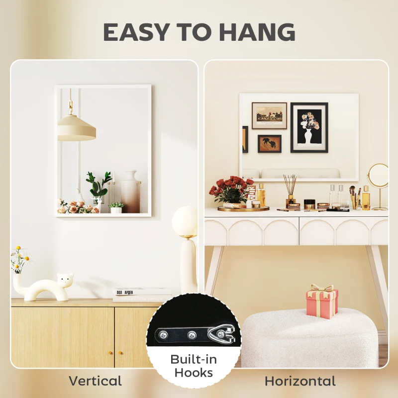 HOMCOM 22" x 30" Bathroom Mirror for Wall, Rectangular Mirror for Living Room, Bedroom, Entryway, White