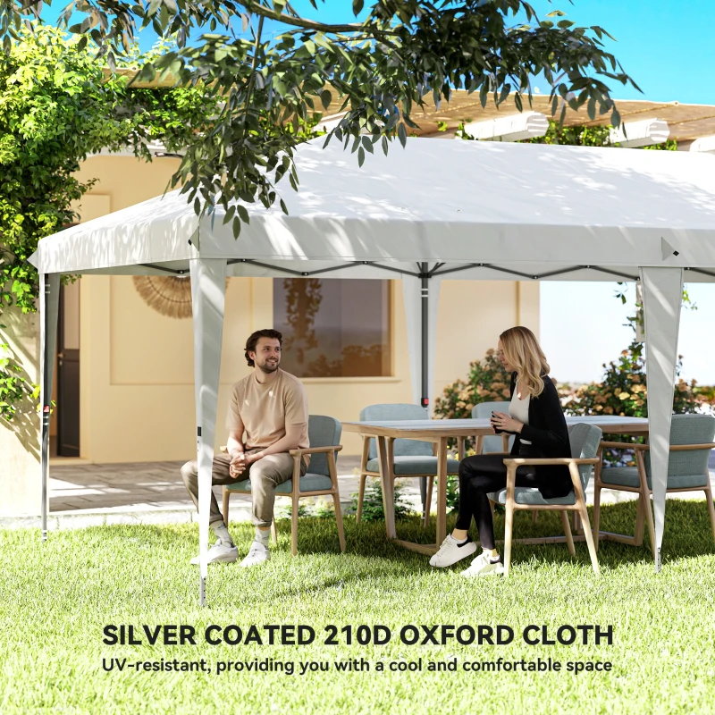 Outsunny 10' x 20' Outdoor Pop Up Canopy Tent Party Tent Instant Shelter W/ Carrying Bag, White