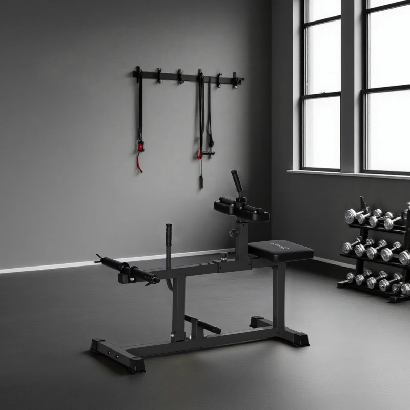 Soozier Adjustable Steel Seated Calf Raise Exercise Strength Training Gym Equipment, Black