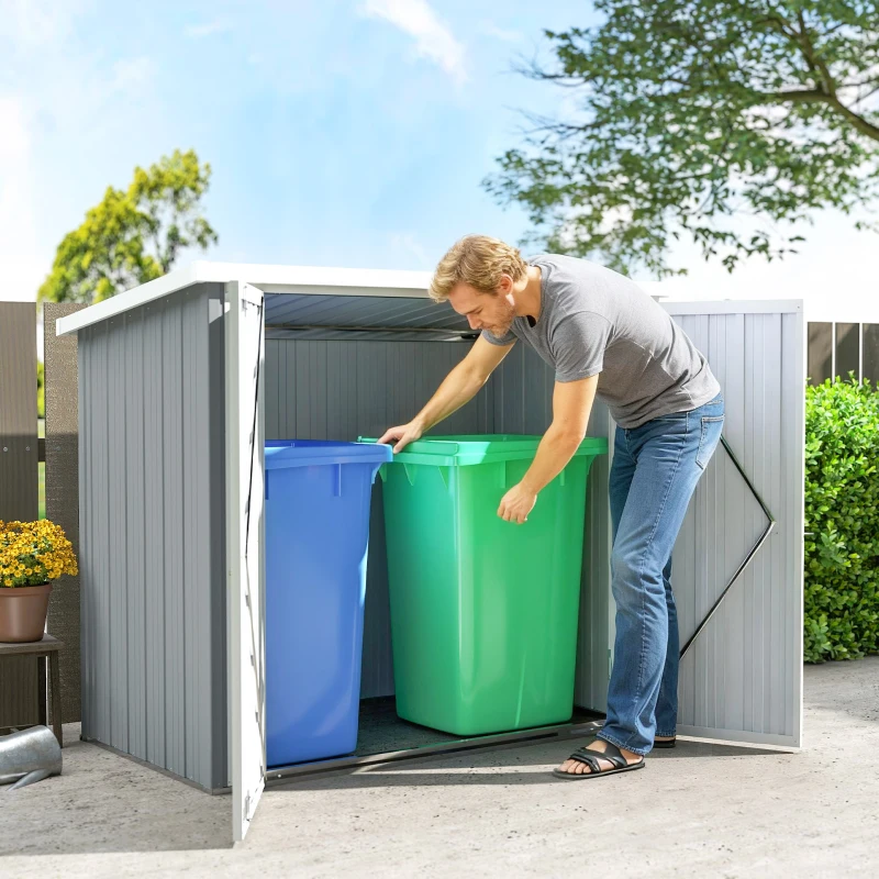 Outsunny 5' x 3' Metal Garden Storage Shed, Tool House with Double Doors for Backyard, Patio, Lawn