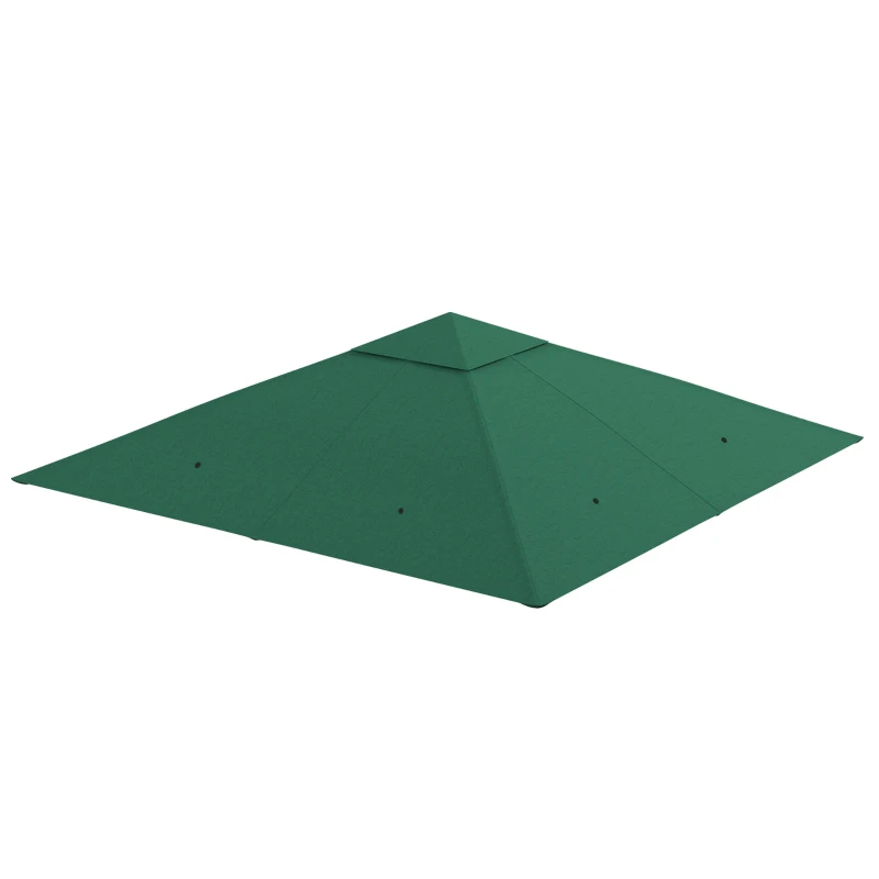 Outsunny 10' x 10' Square Gazebo Canopy Replacement UV Protected Top Cover Sun Shade Green