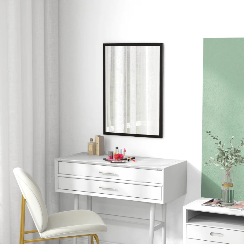 HOMCOM 20" x 28" Bathroom Mirror for Wall, Rectangular Mirror for Living Room, Bedroom, Entryway, Black