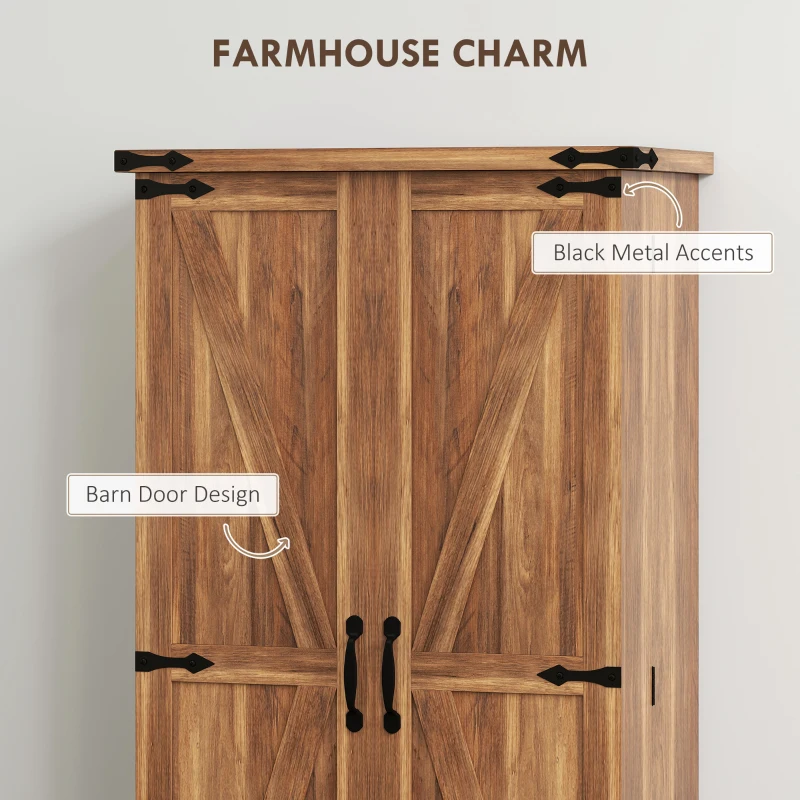 HOMCOM 47" Kitchen Pantry Storage Cabinet, Farmhouse Kitchen Pantry Cabinet with Adjustable Shelves and Door Shelves, Brown