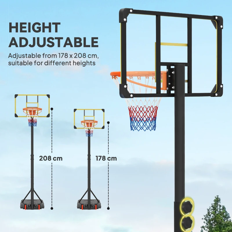 Soozier Portable Basketball Hoop, 6ft-7ft Height Adjustable with Wheels