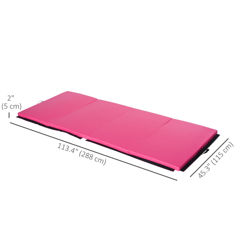 Soozier 4'x10'x2'' Folding Gymnastics Tumbling Mat, Exercise Mat with Carrying Handles for Yoga, MMA, Martial Arts, Pink
