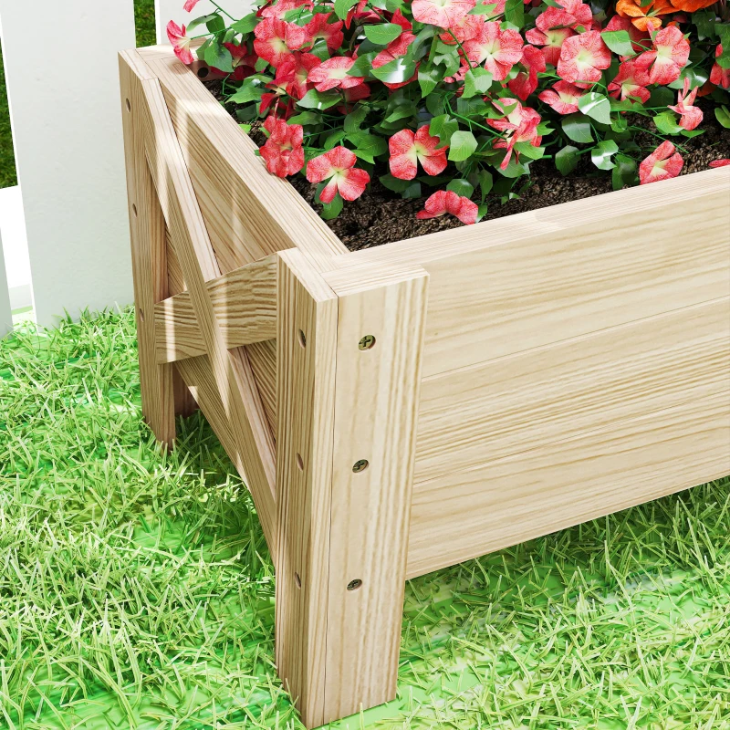 Outsunny 3.3 x 1.2 x 1.2 ft Garden Raised Bed Planter Grow Containers for Outdoor Patio Plant Flower Vegetable Pot, Natural