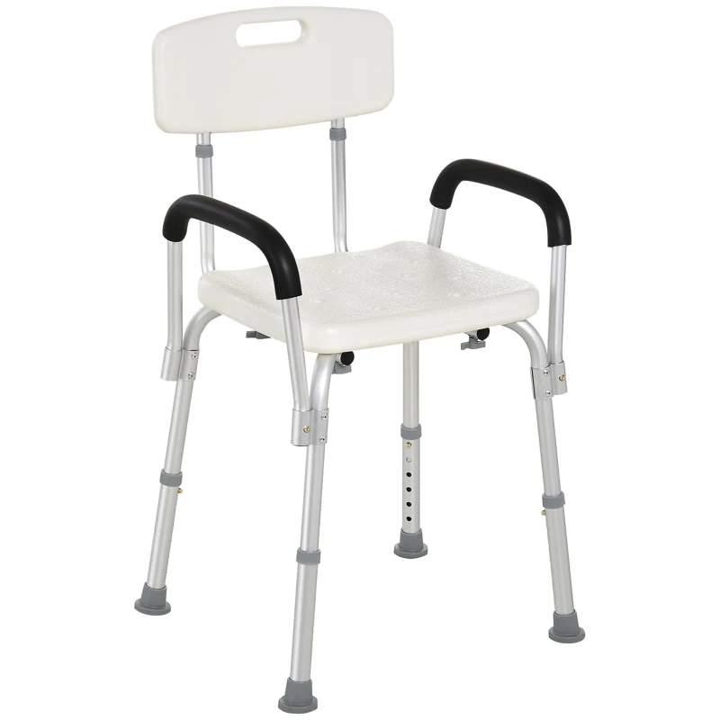 HOMCOM Adjustable Medical Shower Chair with Back, Bathtub Bench Bath Seat with Padded Arms, Non Slip Tub Safety for Disabled, Seniors, Elderly