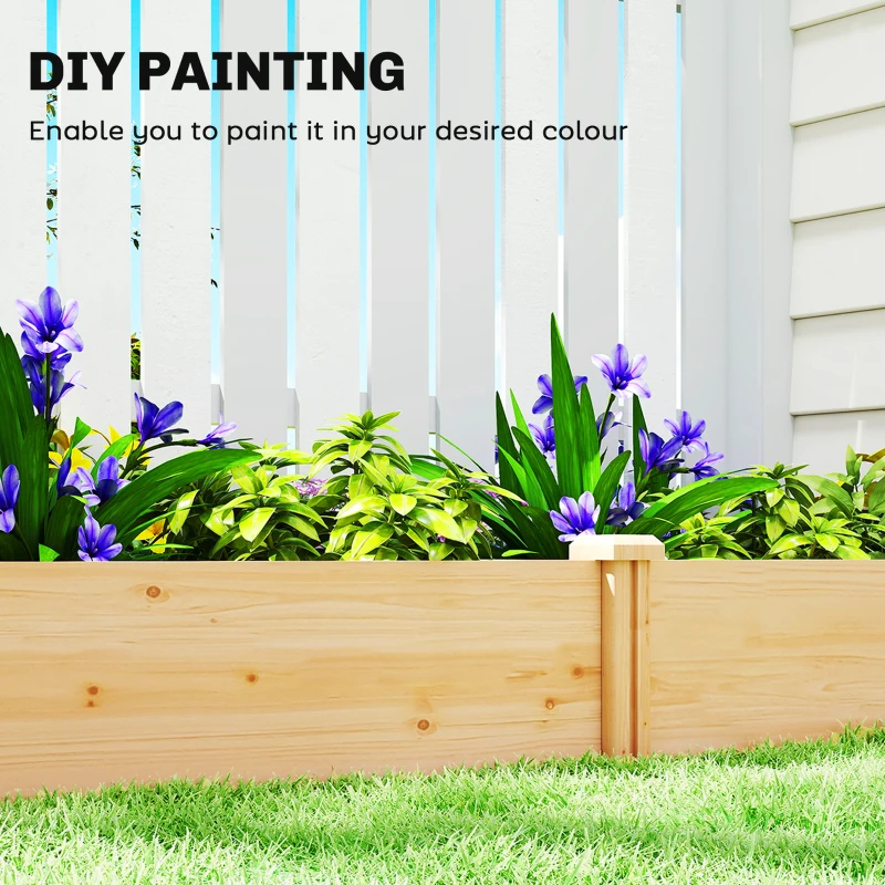 Outsunny Wooden Raised Garden Bed, Outdoor Planter Box with Divider and Open Bottom for Flowers, Herbs, Vegetables, DIY Painting