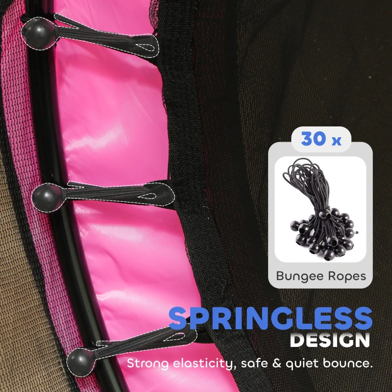 Qaba 55" Toddler Trampoline with Safety Enclosure Net, for Indoor Outdoor Use, Ages 3-6 Years, Pink