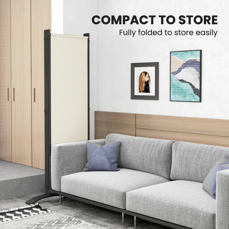 Outsunny Folding Room Divider, Privacy Screen for Home Office Bedroom, 5.6FT Tall, Cream White