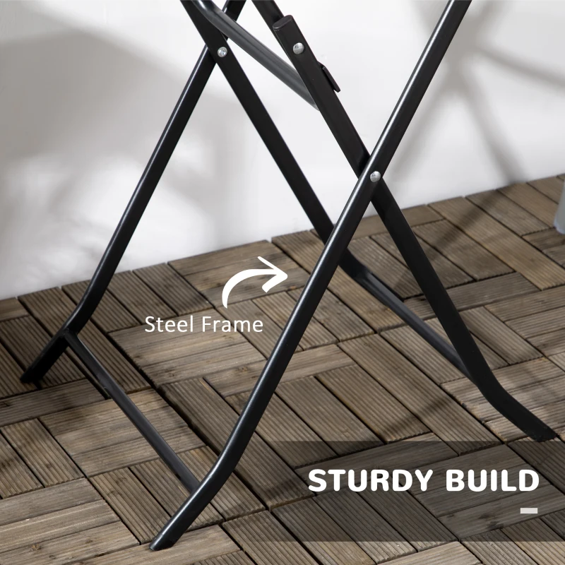 Outsunny Folding Outdoor Coffee Table, 23.6" Round Patio Table with Wood-Effect HDPE Top for Balcony, Garden, Backyard, Dark Grey