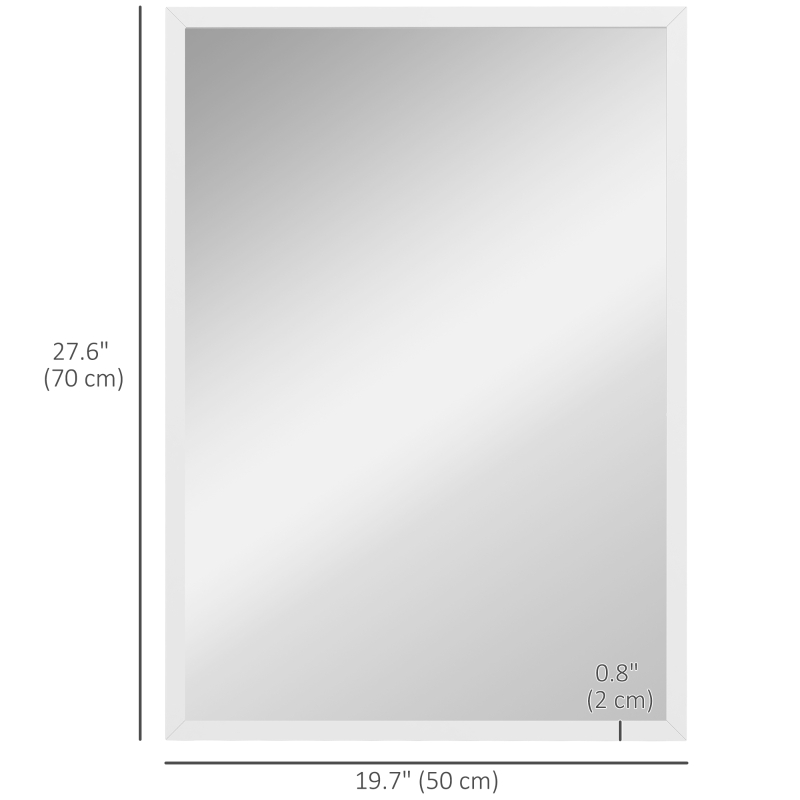 HOMCOM 20" x 28" Bathroom Mirror for Wall, Rectangular Mirror for Living Room, Bedroom, Entryway, White