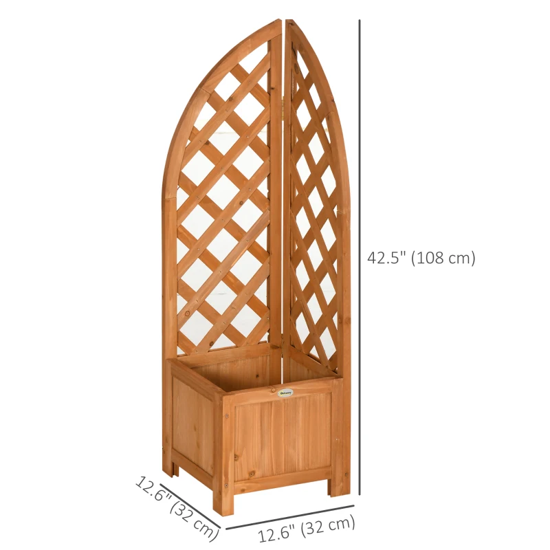 Outsunny Raised Garden Bed with Trellis, Wooden Raised Planter Box with Corner Trellis, Outdoor Garden Bed for Patio & Balcony