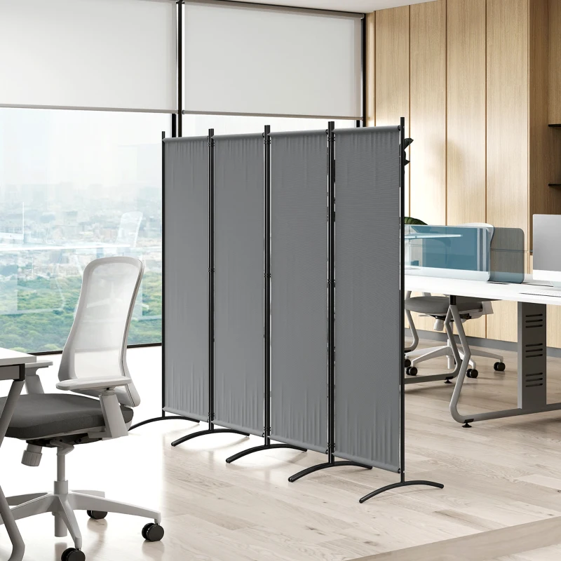 Outsunny Folding Room Divider, Privacy Screen for Home Office Bedroom, 5.6FT Tall, Dark Grey