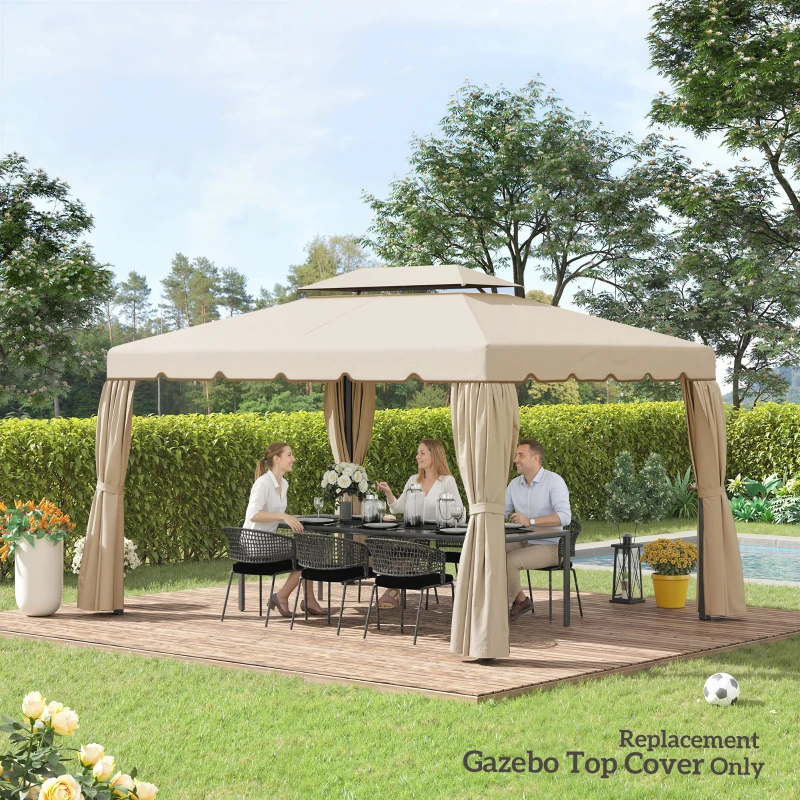 Outsunny 13' x 10' Gazebo Replacement Canopy, Gazebo Top Cover with Double Vented Roof for Garden Patio(TOP ONLY), Beige