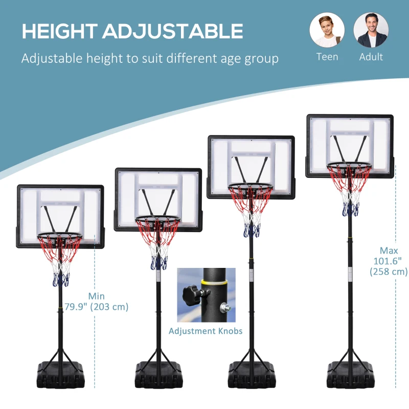 Soozier 5-7FT Basketball Hoop and Stand Backboard, Height Adjustable with Wheels for Youth Outdoor