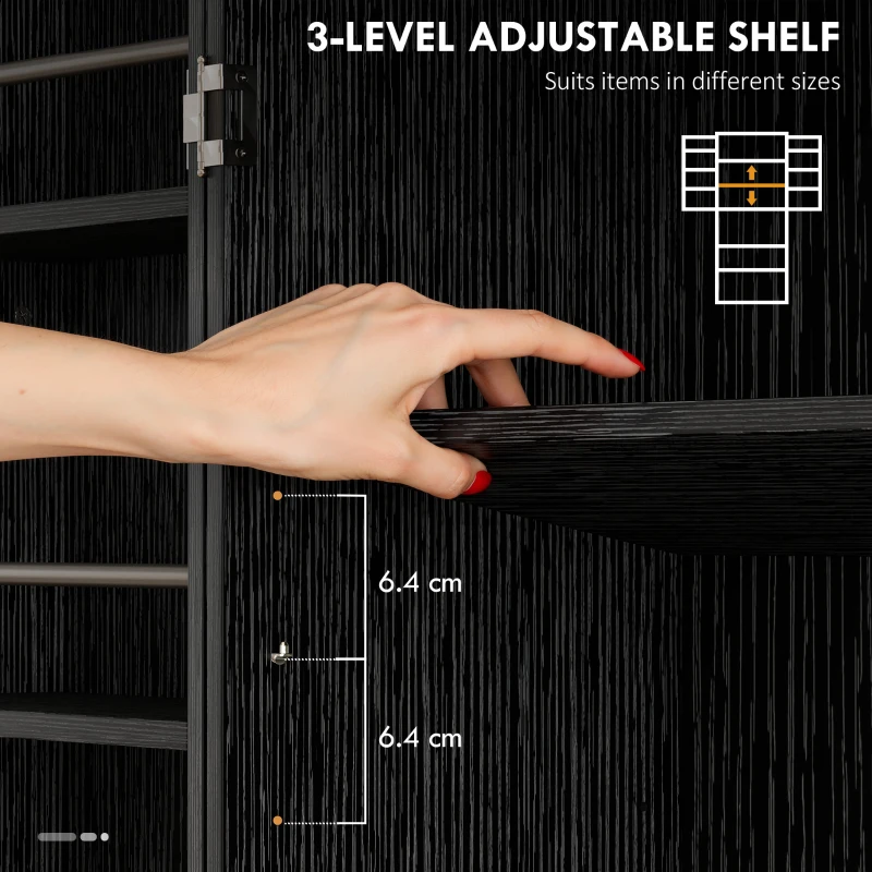 HOMCOM 72" Kitchen Pantry Cabinet, Farmhouse Storage Cabinet with 4 Doors, Drawer, 8 Door Shelves and Adjustable Shelf, Black