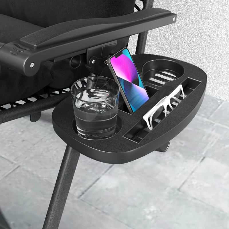 Outsunny 2pcs Reclining Zero Gravity Chair with Adjustable Backrest, Folding Garden Sun Lounger with Removable Cushion, Grey