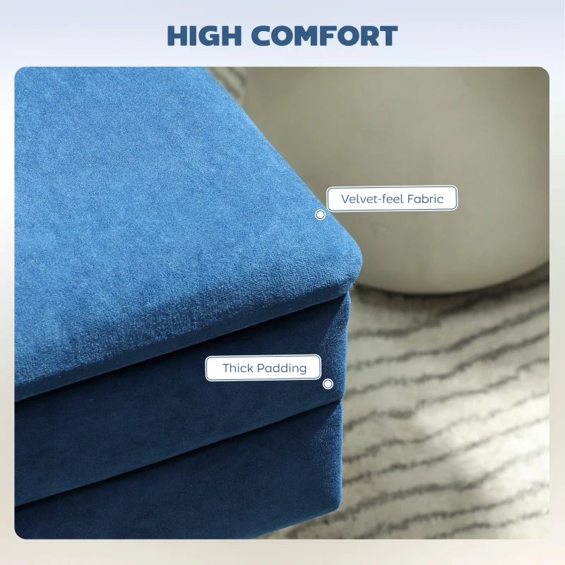 HOMCOM 31" Storage Ottoman, Velvet End of Bed Bench with Steel Legs, Foot Stool with Storage for Bedroom, Living Room