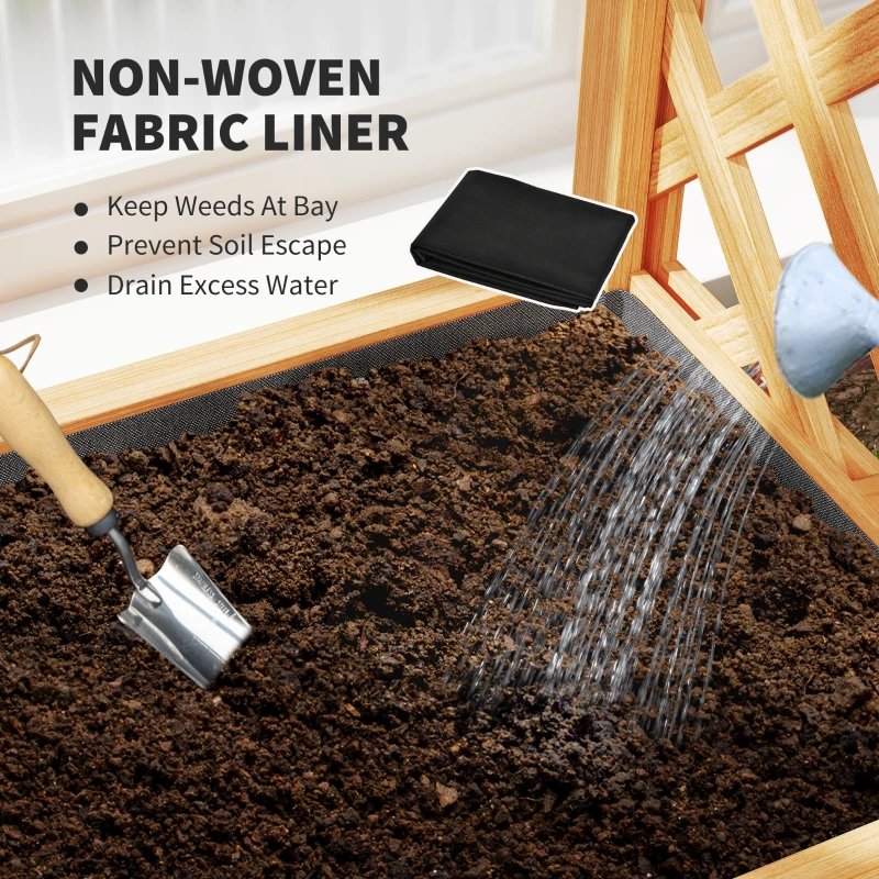 Outsunny Wooden Raised Garden Bed with Arch Trellis, 33" x 14" x 57" Raised Planter Box with Drainage Holes, Trellis Planter for Vine Climbing Plants